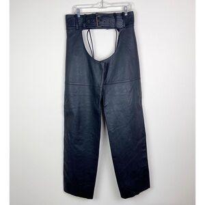 Hein Gericke Vintage 80's Black Leather Motorcycle Chaps